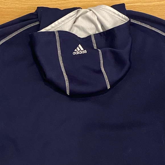 Adidas Norte Dame Navy Hooded Sweatshirt / Sewn Logo Front Chest / Unisex Size S - Picture 8 of 16